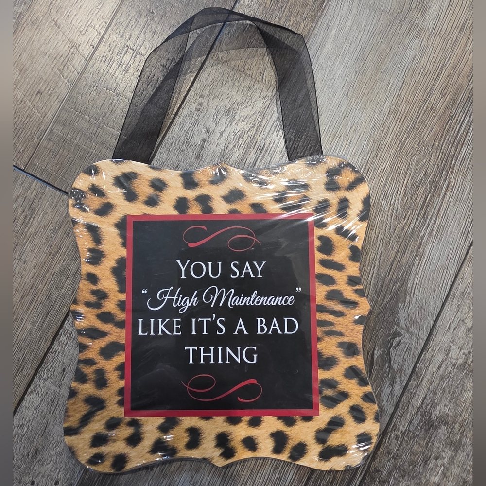 Leopard Print Wall Sign with Quote